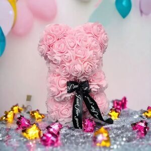 Light Pink Rose Bear Cute Aesthetic Gift Soft Girl Kawaii Room Decor Keepsake